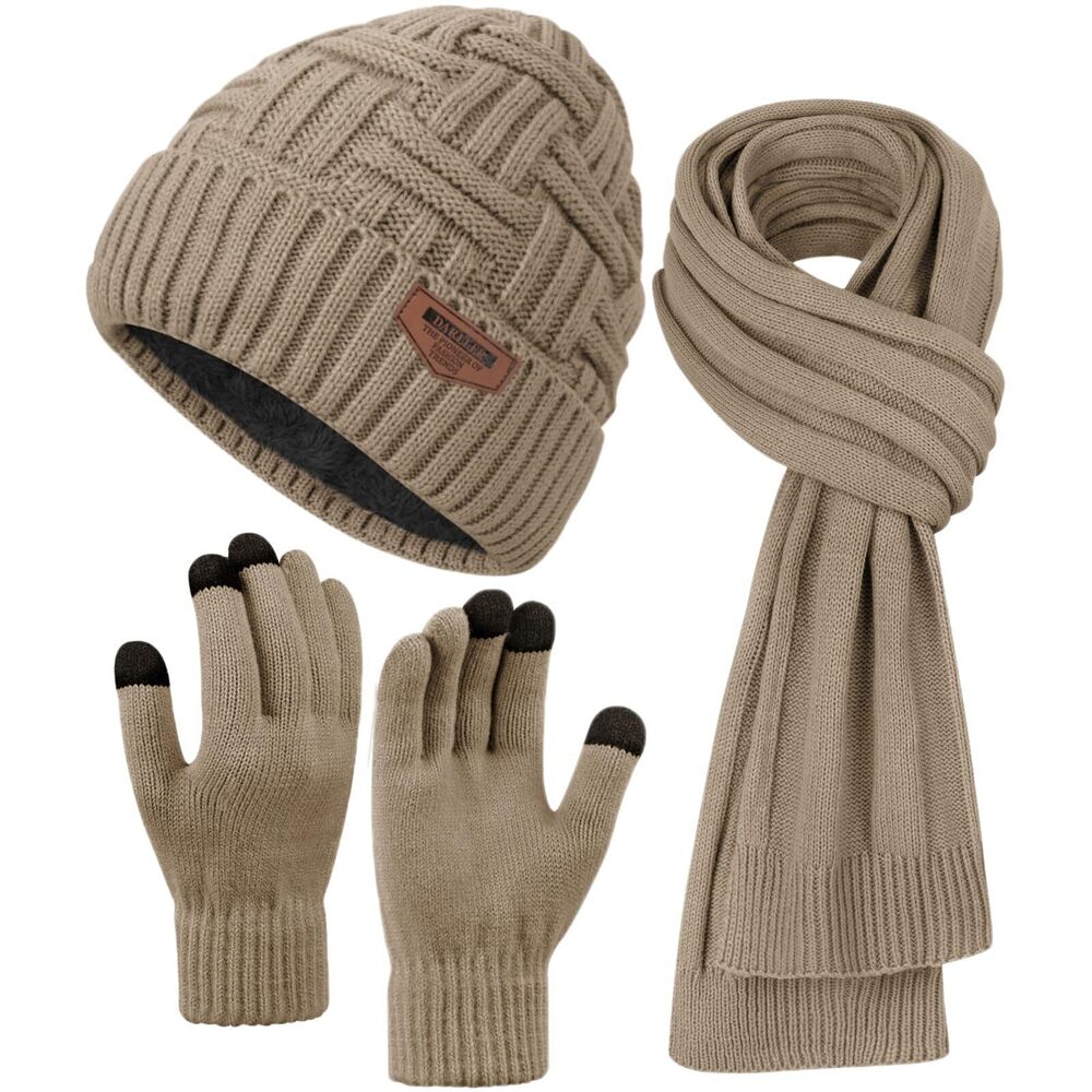 7544 Winter Hats Scarf with Touchscreen Gloves Warm Long Scaves and Skull